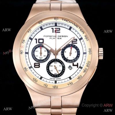 Copy Porsche Design Flat Six Chronograph Quartz Rose Gold 44mm